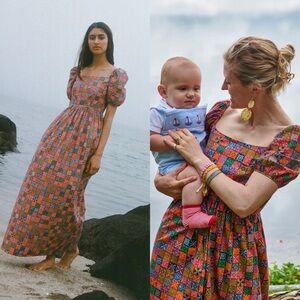 Coco Shop Short Sleeve Maxi Dress in navy checkerboard size XS NEW! With tags!